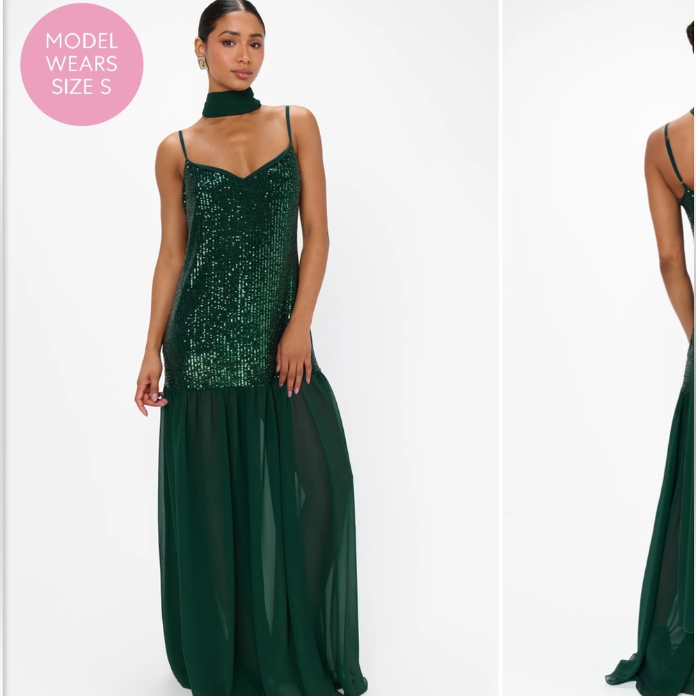 Show Me Your MuMu Emerald Sequin Maxi Dress